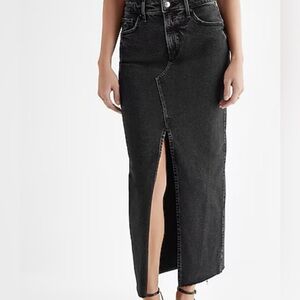 Express Black Denim High Rise Maxi Skirt